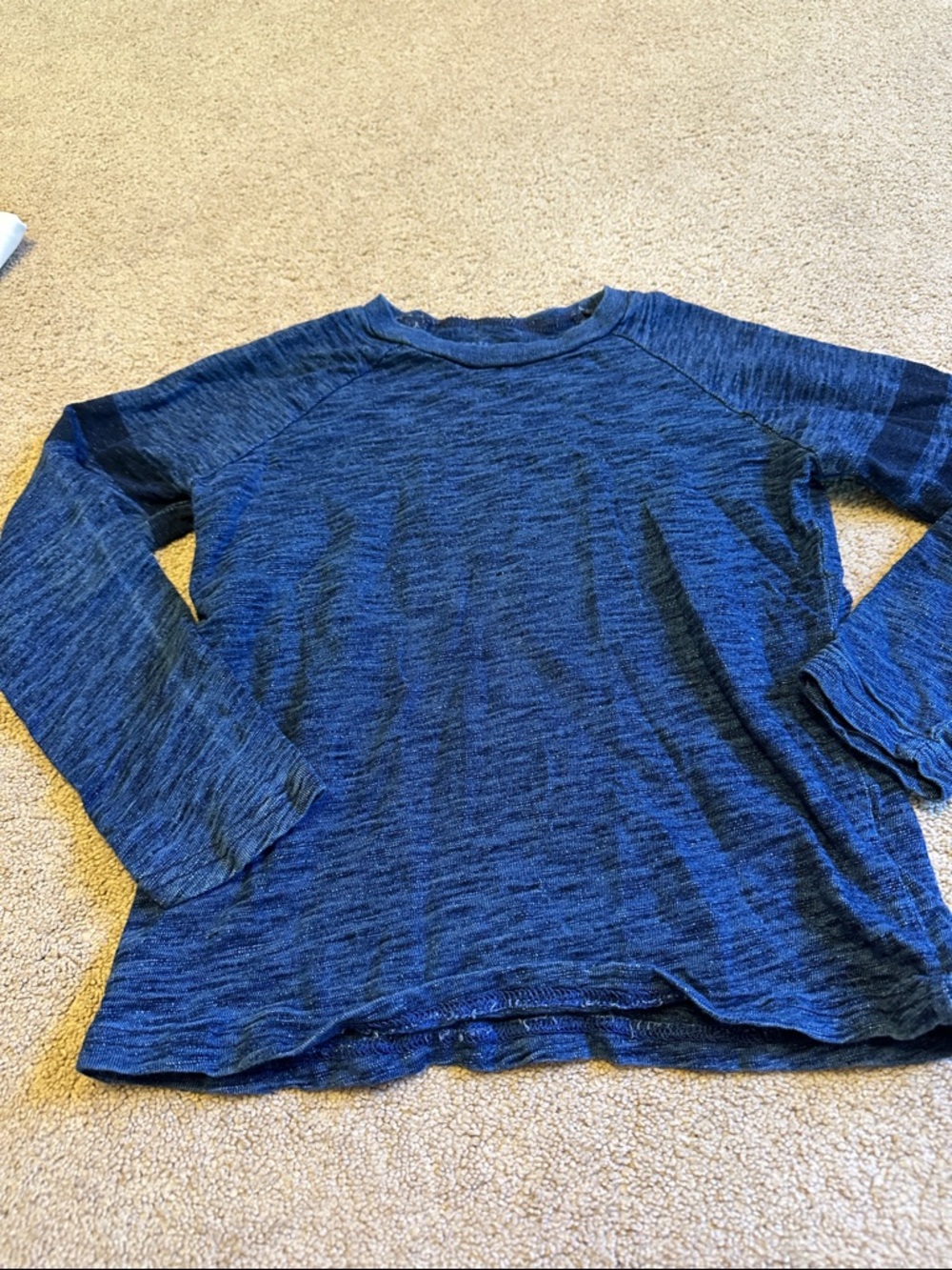 Kids Long Sleeve Heathered Navy Blue Tee